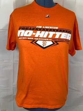 Tim Lincecum San Francisco Giants Shirt Sz L Orange Short Sleeve July 2013